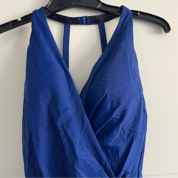 New! Miraclesuit Rock Solid Blue Wrapsody One Piece Swimsuit 20510 - Picture 6 of 13